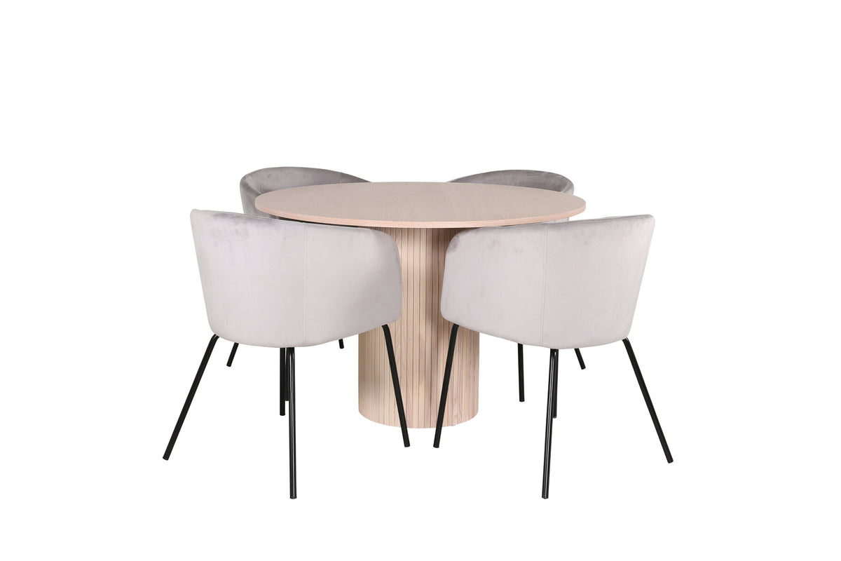 Bianca Matbord med Berit Stolarna – Bord: ⌀110 Stol: 55x78x55