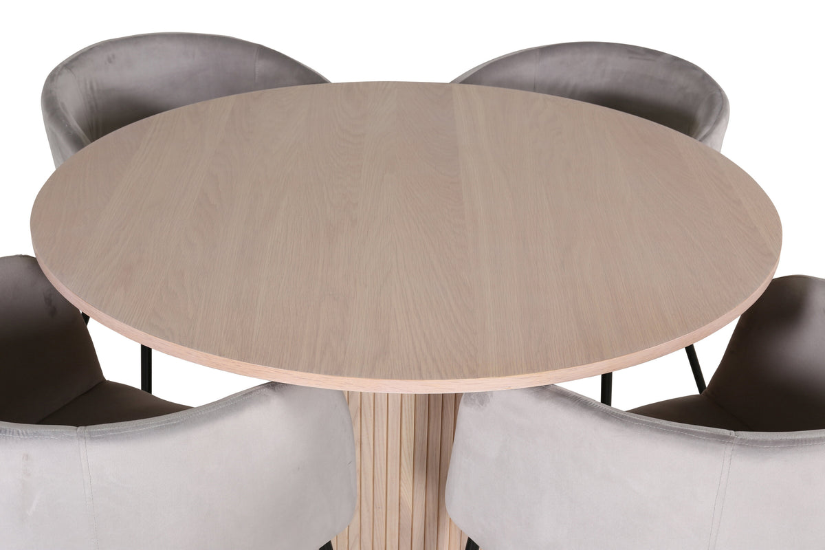 Bianca Matbord med Berit Stolarna – Bord: ⌀110 Stol: 55x78x55