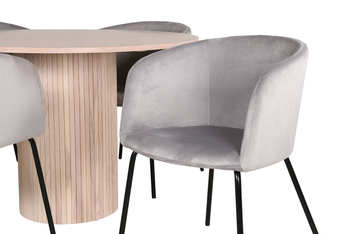 Bianca Matbord med Berit Stolarna – Bord: ⌀110 Stol: 55x78x55