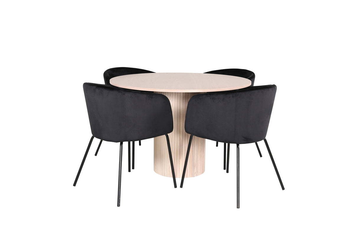 Bianca Matbord med Berit Stolarna – Bord: ⌀110 Stol: 55x78x55