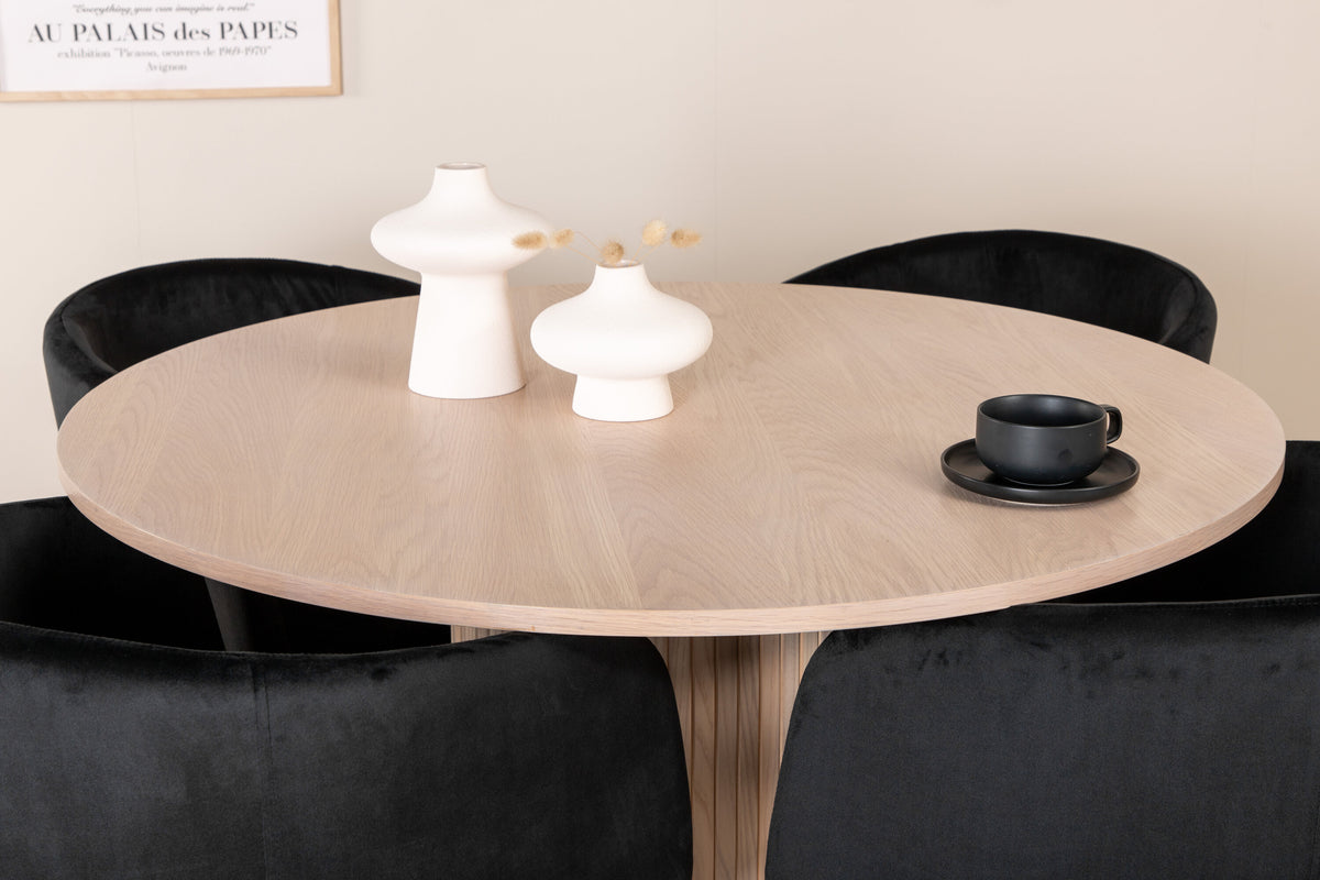 Bianca Matbord med Berit Stolarna – Bord: ⌀110 Stol: 55x78x55