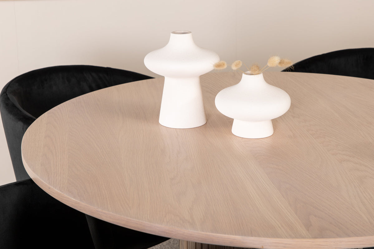 Bianca Matbord med Berit Stolarna – Bord: ⌀110 Stol: 55x78x55