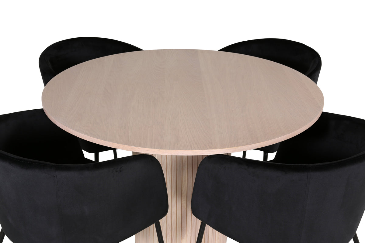 Bianca Matbord med Berit Stolarna – Bord: ⌀110 Stol: 55x78x55