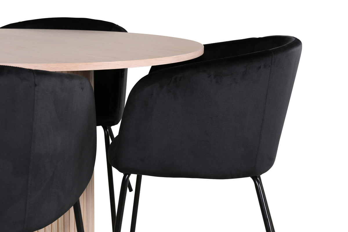 Bianca Matbord med Berit Stolarna – Bord: ⌀110 Stol: 55x78x55