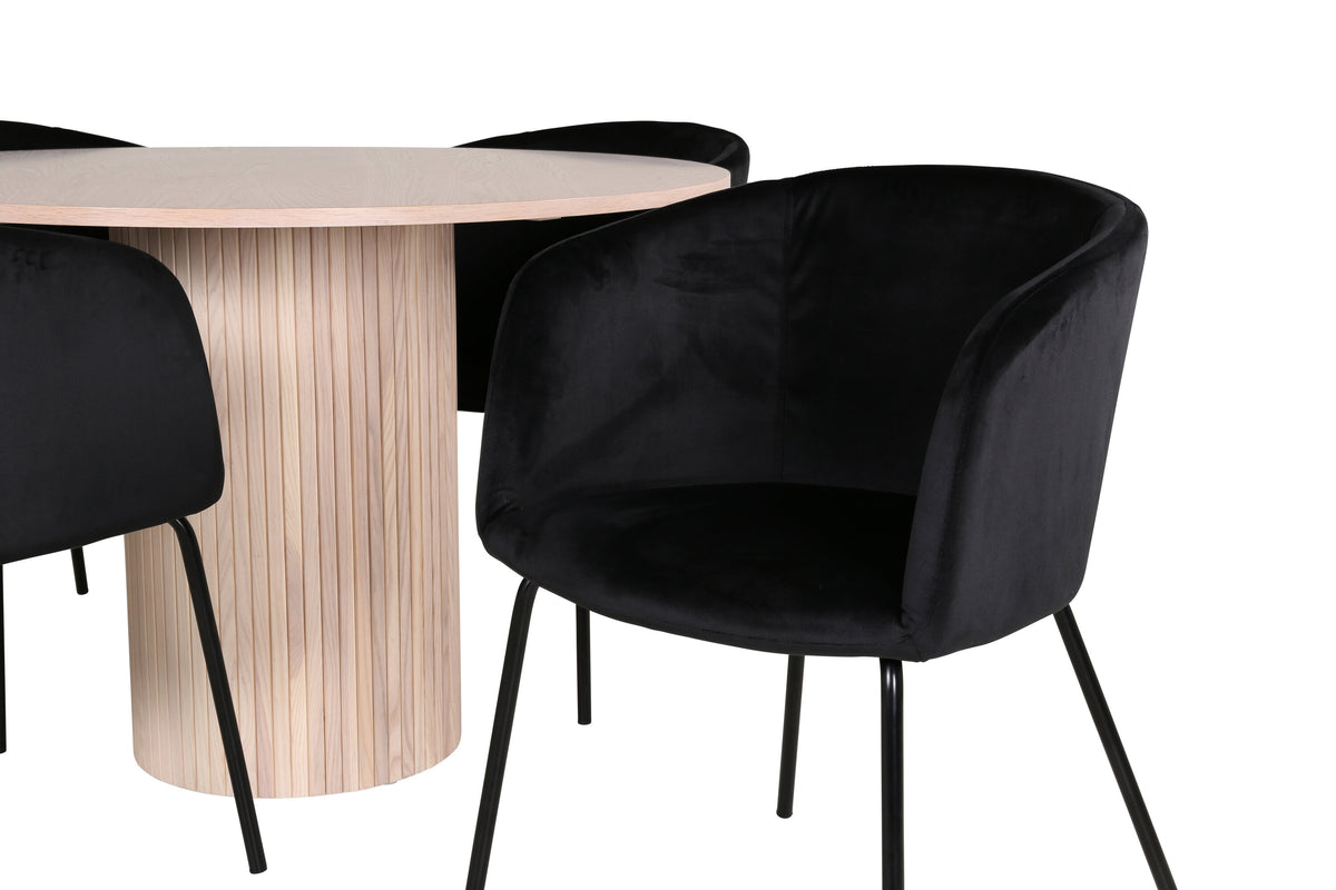 Bianca Matbord med Berit Stolarna – Bord: ⌀110 Stol: 55x78x55