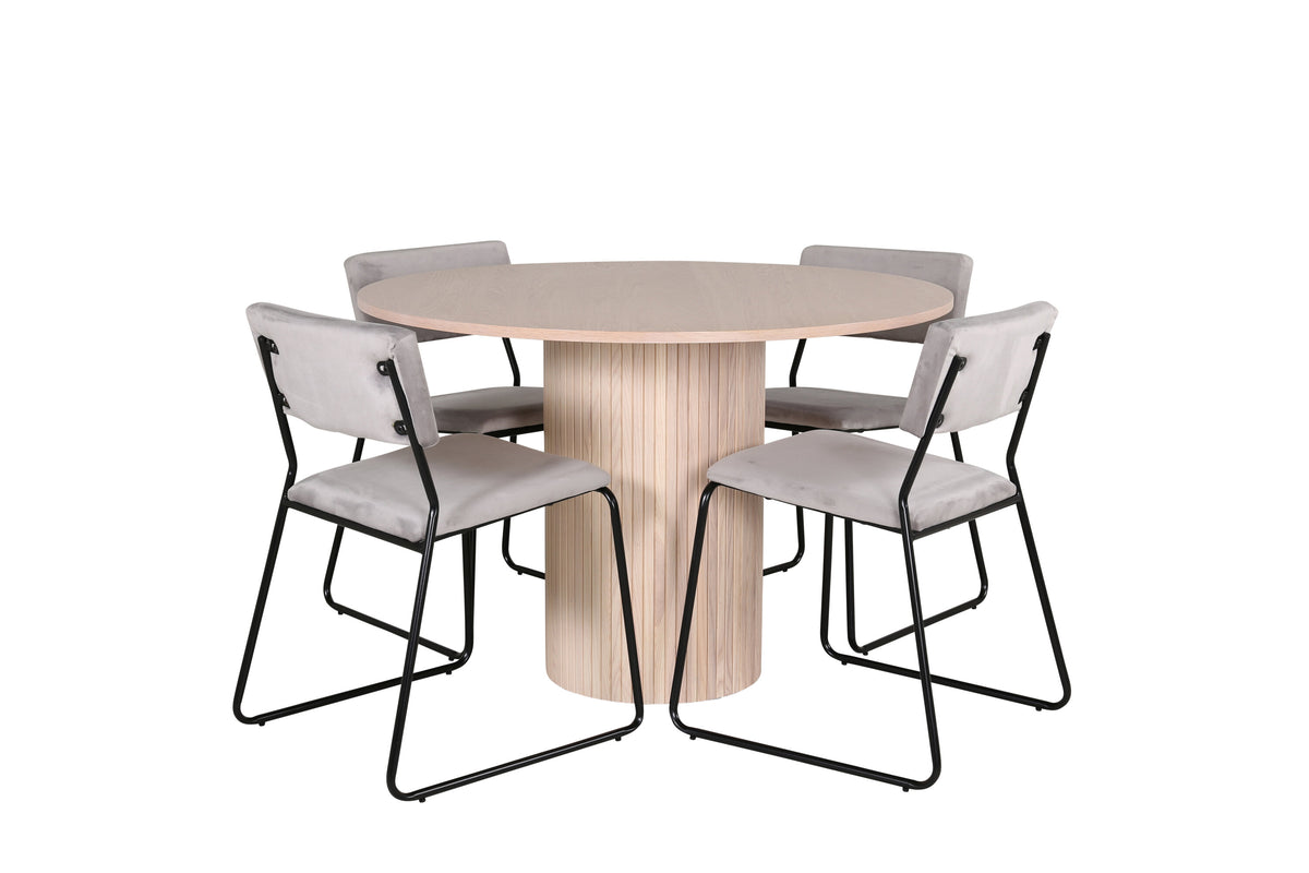 Bianca Matbord med Kenth Stolarna – Bord: ⌀110 Stol: 52x76x40