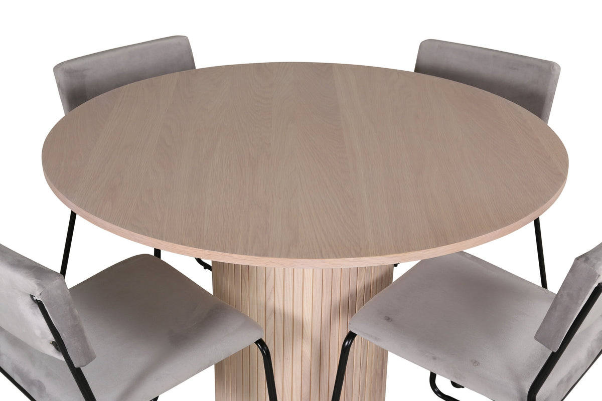 Bianca Matbord med Kenth Stolarna – Bord: ⌀110 Stol: 52x76x40