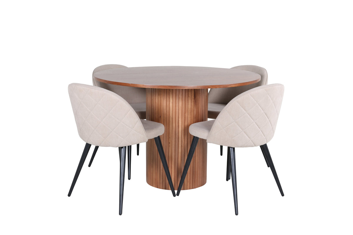 Bianca Matbord med Velvet Stolarna – Bord: ⌀110 Stol: 57x76,5x50