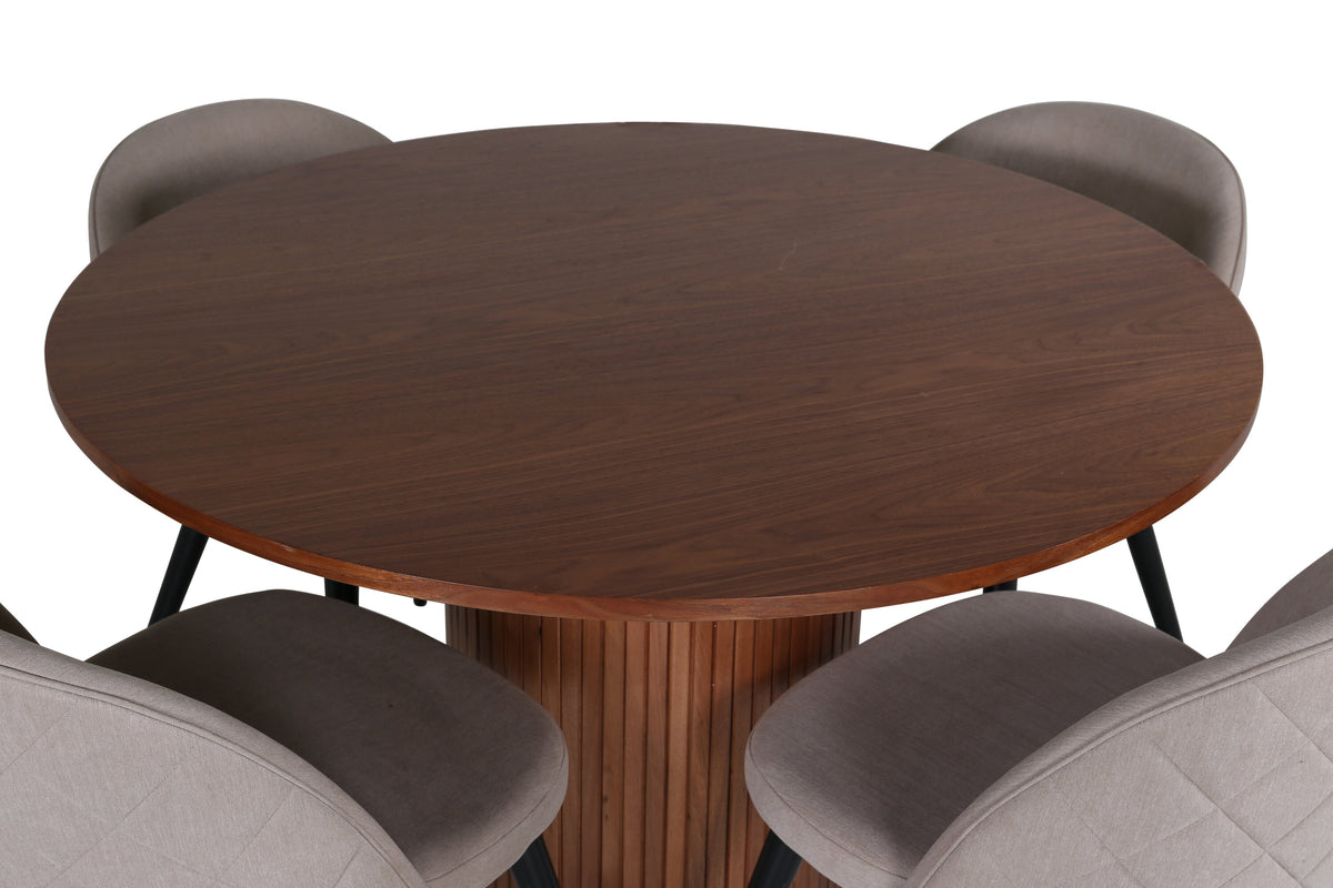 Bianca Matbord med Velvet Stolarna – Bord: ⌀110 Stol: 57x76,5x50