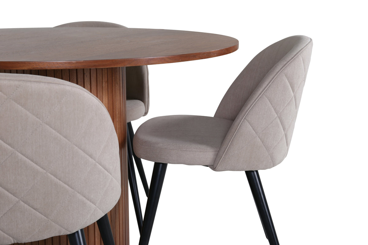 Bianca Matbord med Velvet Stolarna – Bord: ⌀110 Stol: 57x76,5x50
