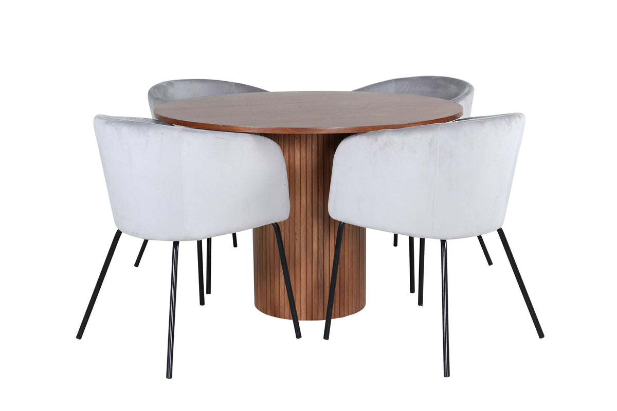 Bianca Matbord med Berit Stolarna – Bord: ⌀110 Stol: 55x78x55