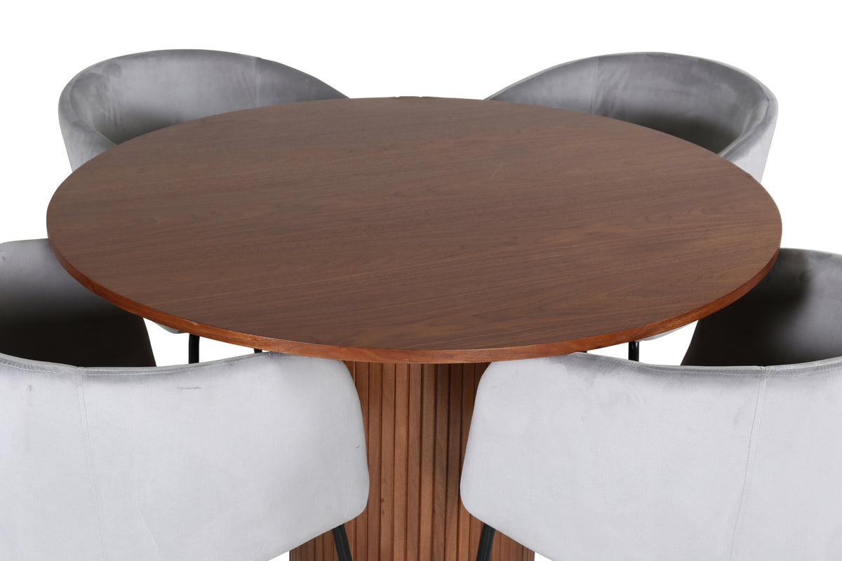 Bianca Matbord med Berit Stolarna – Bord: ⌀110 Stol: 55x78x55