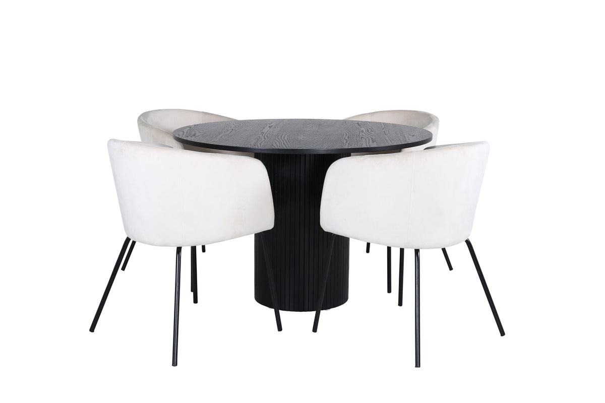Bianca Matbord med Berit Stolarna – Bord: ⌀110 Stol: 55x78x55