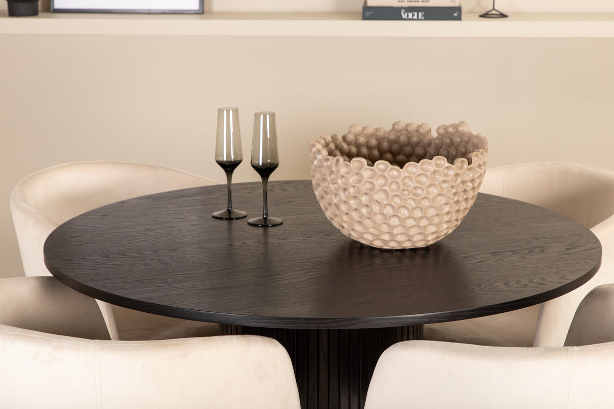 Bianca Matbord med Berit Stolarna – Bord: ⌀110 Stol: 55x78x55