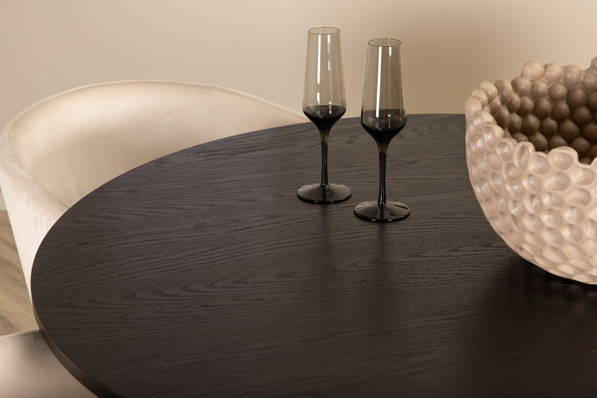 Bianca Matbord med Berit Stolarna – Bord: ⌀110 Stol: 55x78x55
