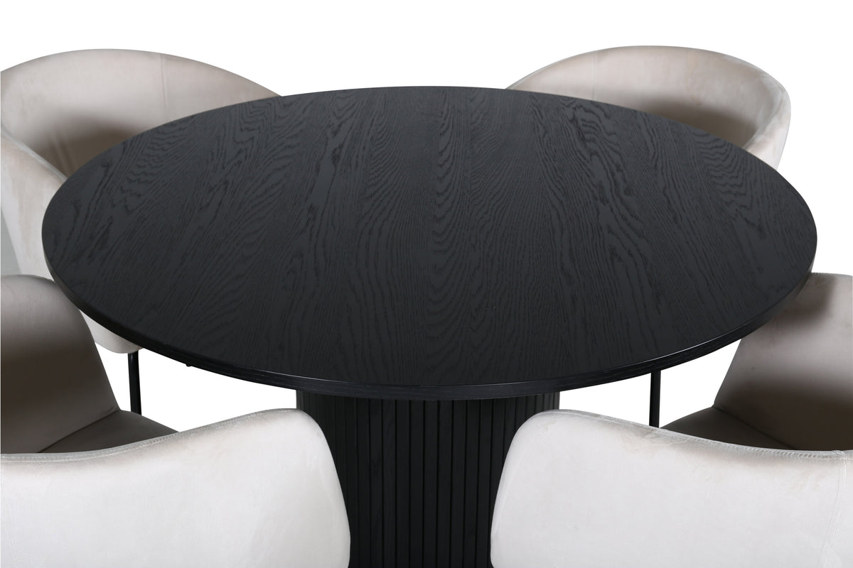 Bianca Matbord med Berit Stolarna – Bord: ⌀110 Stol: 55x78x55