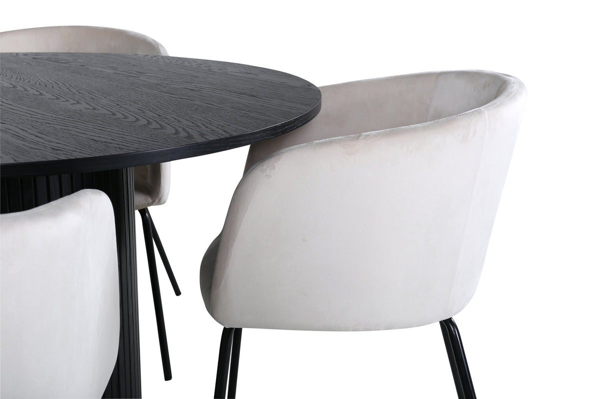 Bianca Matbord med Berit Stolarna – Bord: ⌀110 Stol: 55x78x55