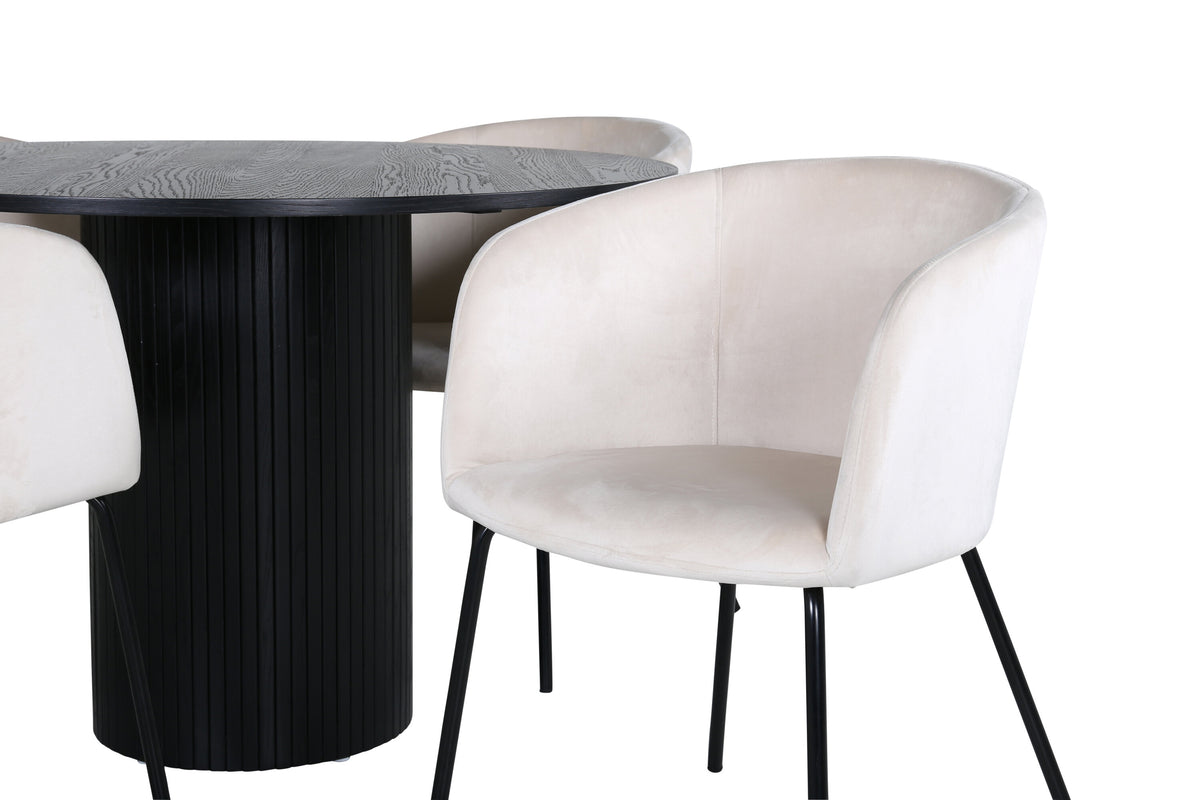 Bianca Matbord med Berit Stolarna – Bord: ⌀110 Stol: 55x78x55