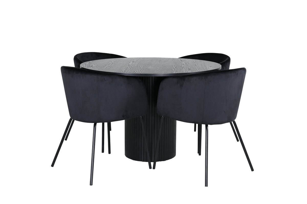 Bianca Matbord med Berit Stolarna – Bord: ⌀110 Stol: 55x78x55
