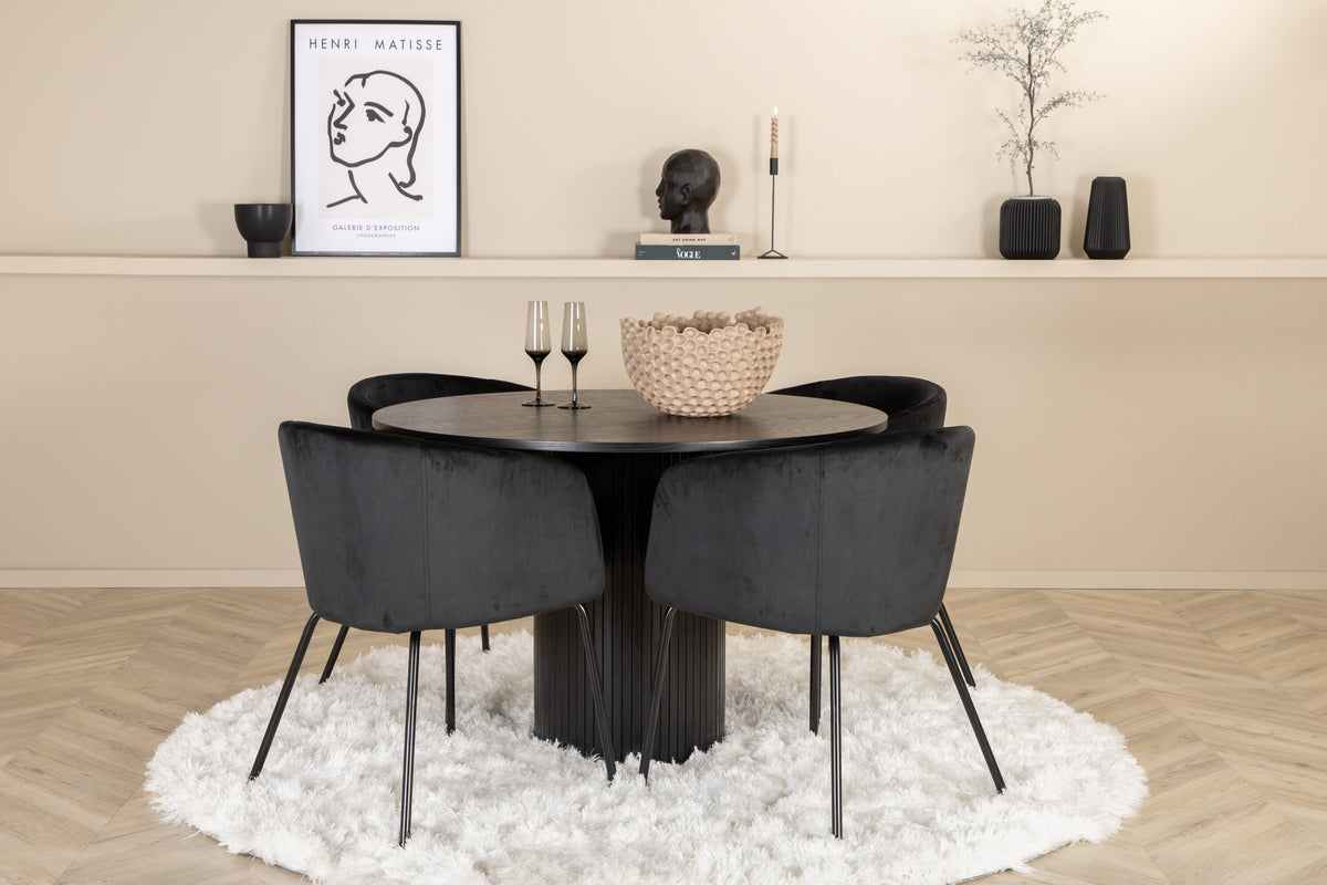 Bianca Matbord med Berit Stolarna – Bord: ⌀110 Stol: 55x78x55