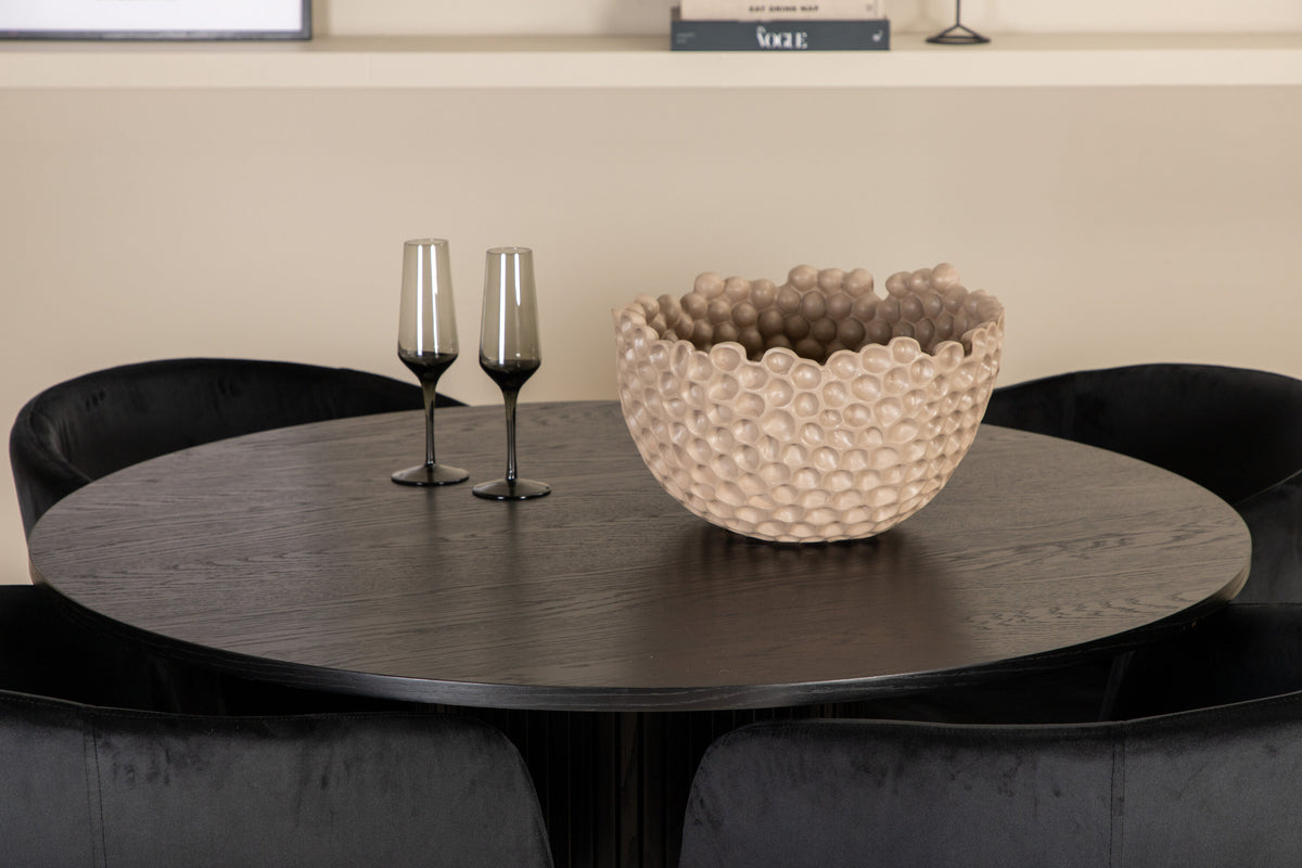 Bianca Matbord med Berit Stolarna – Bord: ⌀110 Stol: 55x78x55