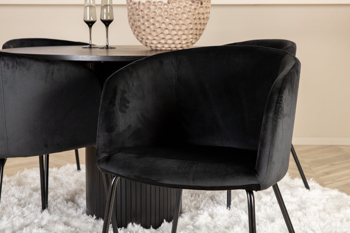 Bianca Matbord med Berit Stolarna – Bord: ⌀110 Stol: 55x78x55