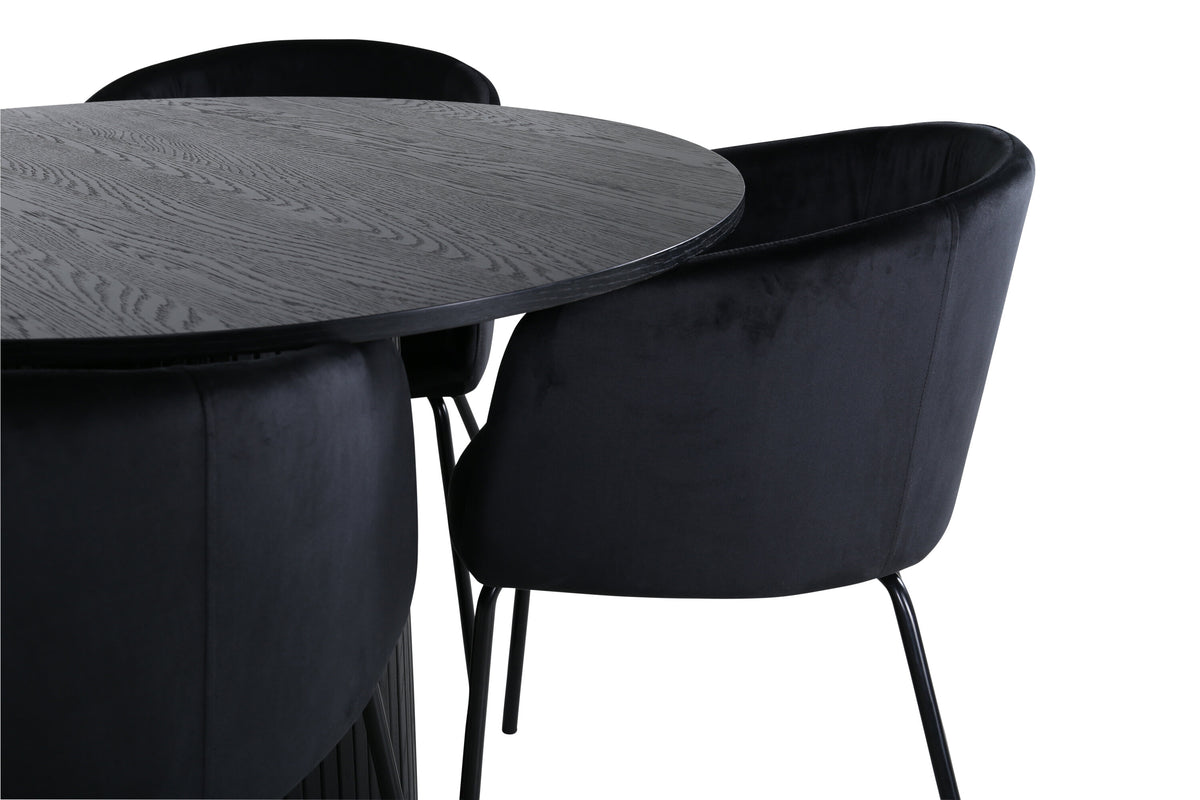 Bianca Matbord med Berit Stolarna – Bord: ⌀110 Stol: 55x78x55
