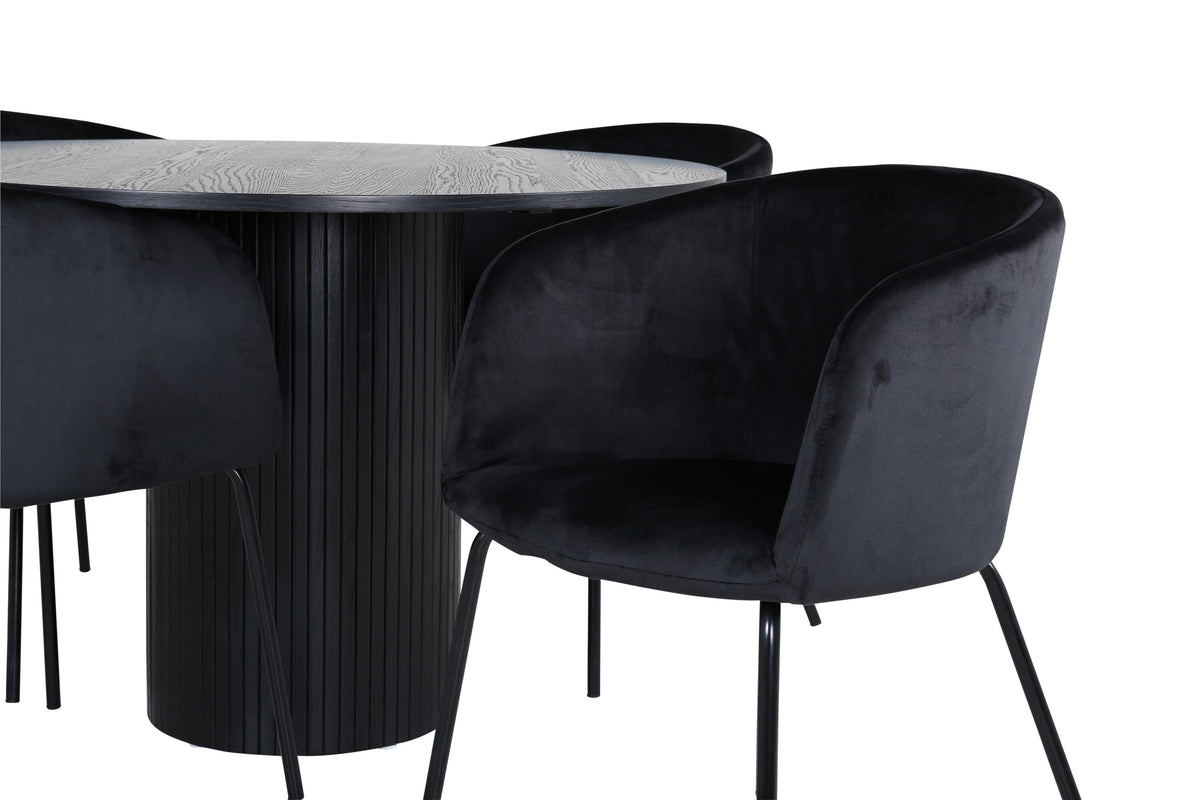 Bianca Matbord med Berit Stolarna – Bord: ⌀110 Stol: 55x78x55