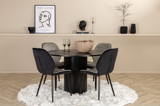 Bianca Matbord med Emma Stolarna – Bord: ⌀110 Stol: 57x89x47