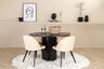 Bianca Matbord med Velvet Stolarna – Bord: ⌀110 Stol: 57x76,5x50