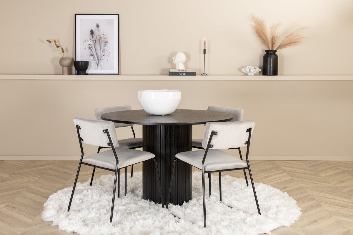 Bianca Matbord med Kenth Stolarna – Bord: ⌀110 Stol: 52x76x40