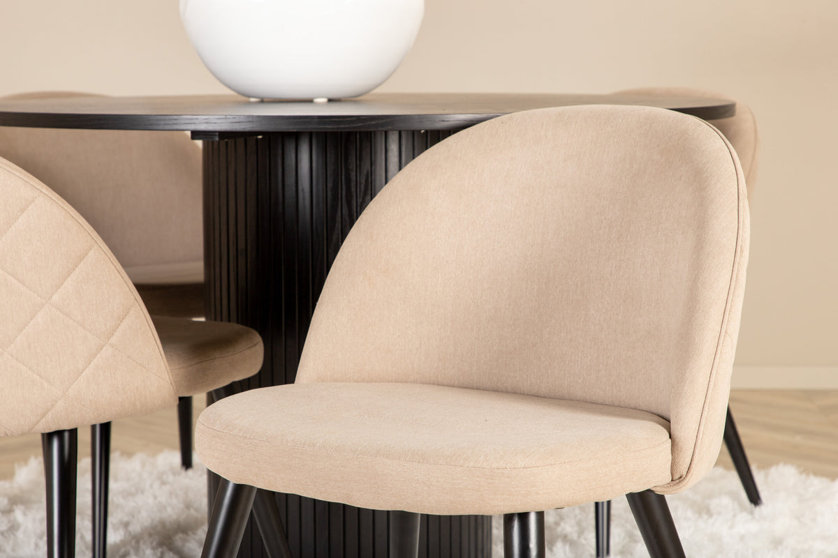 Bianca Matbord med Velvet Stolarna – Bord: ⌀110 Stol: 57x76,5x50