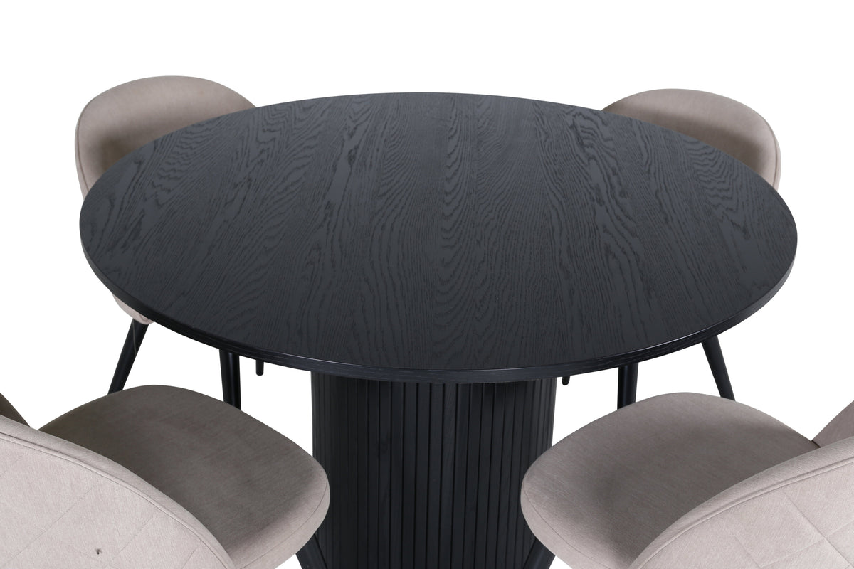Bianca Matbord med Velvet Stolarna – Bord: ⌀110 Stol: 57x76,5x50