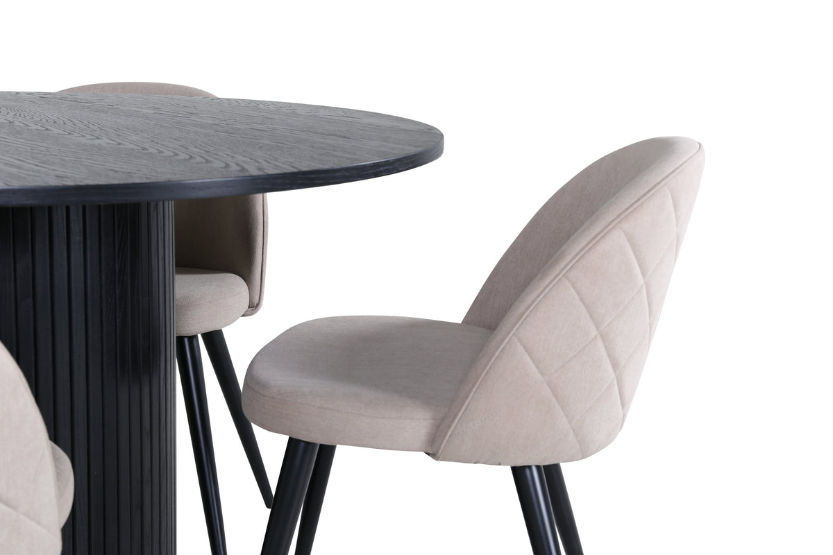 Bianca Matbord med Velvet Stolarna – Bord: ⌀110 Stol: 57x76,5x50