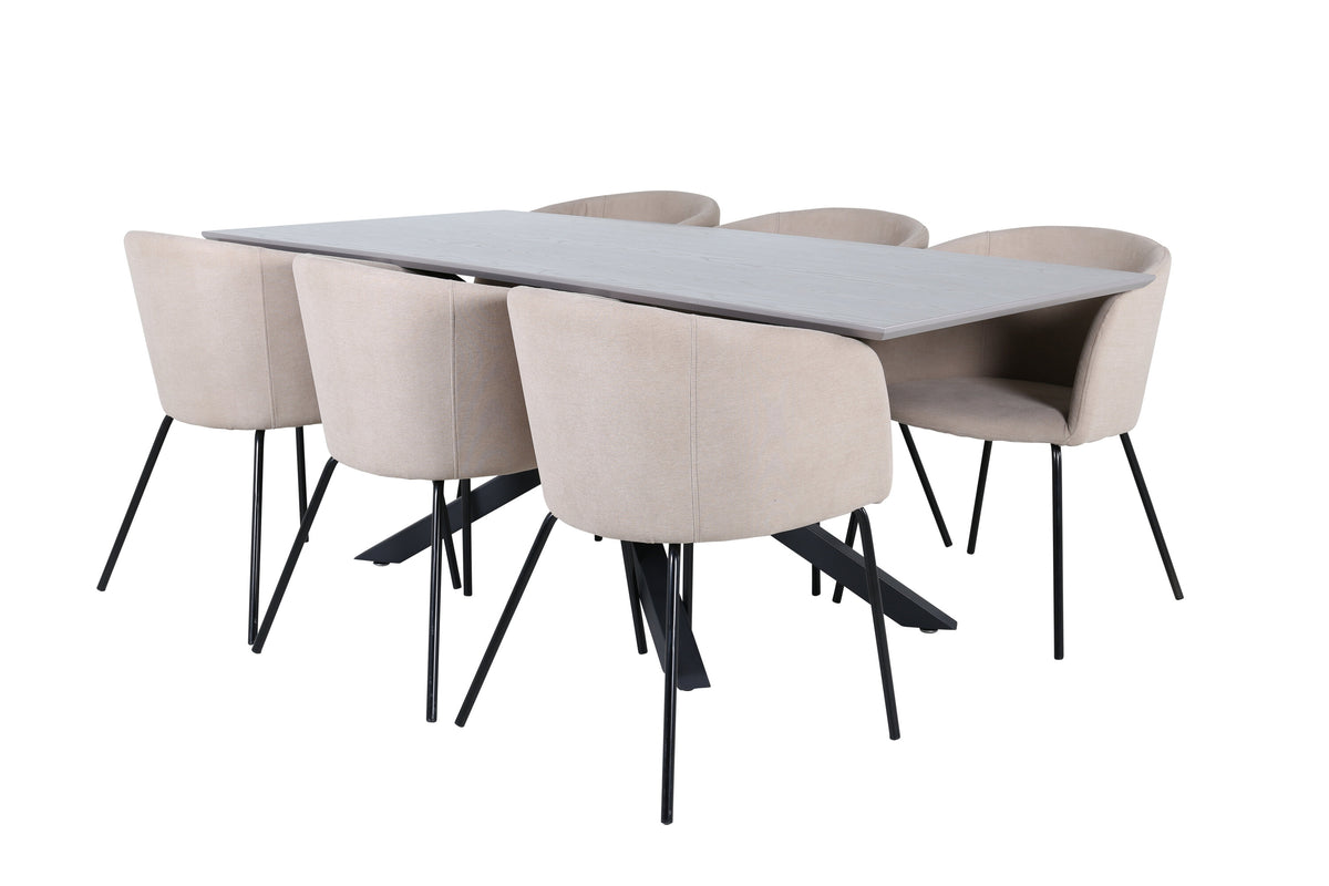 Piazza Matbord med Berit Stolarna – Bord: 76x180x90 Stol: 55x78x55