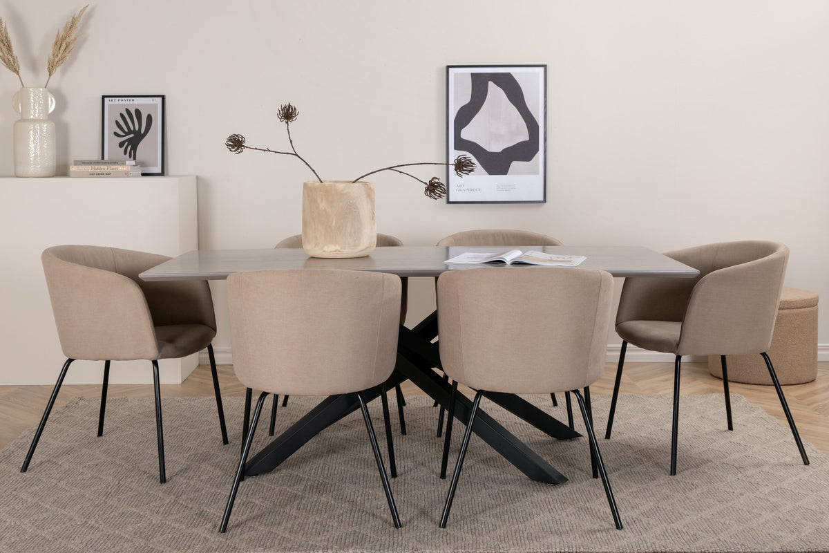 Piazza Matbord med Berit Stolarna – Bord: 76x180x90 Stol: 55x78x55