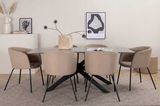 Piazza Matbord med Berit Stolarna – Bord: 76x180x90 Stol: 55x78x55