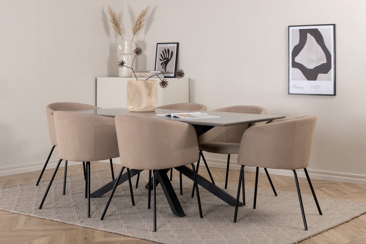 Piazza Matbord med Berit Stolarna – Bord: 76x180x90 Stol: 55x78x55