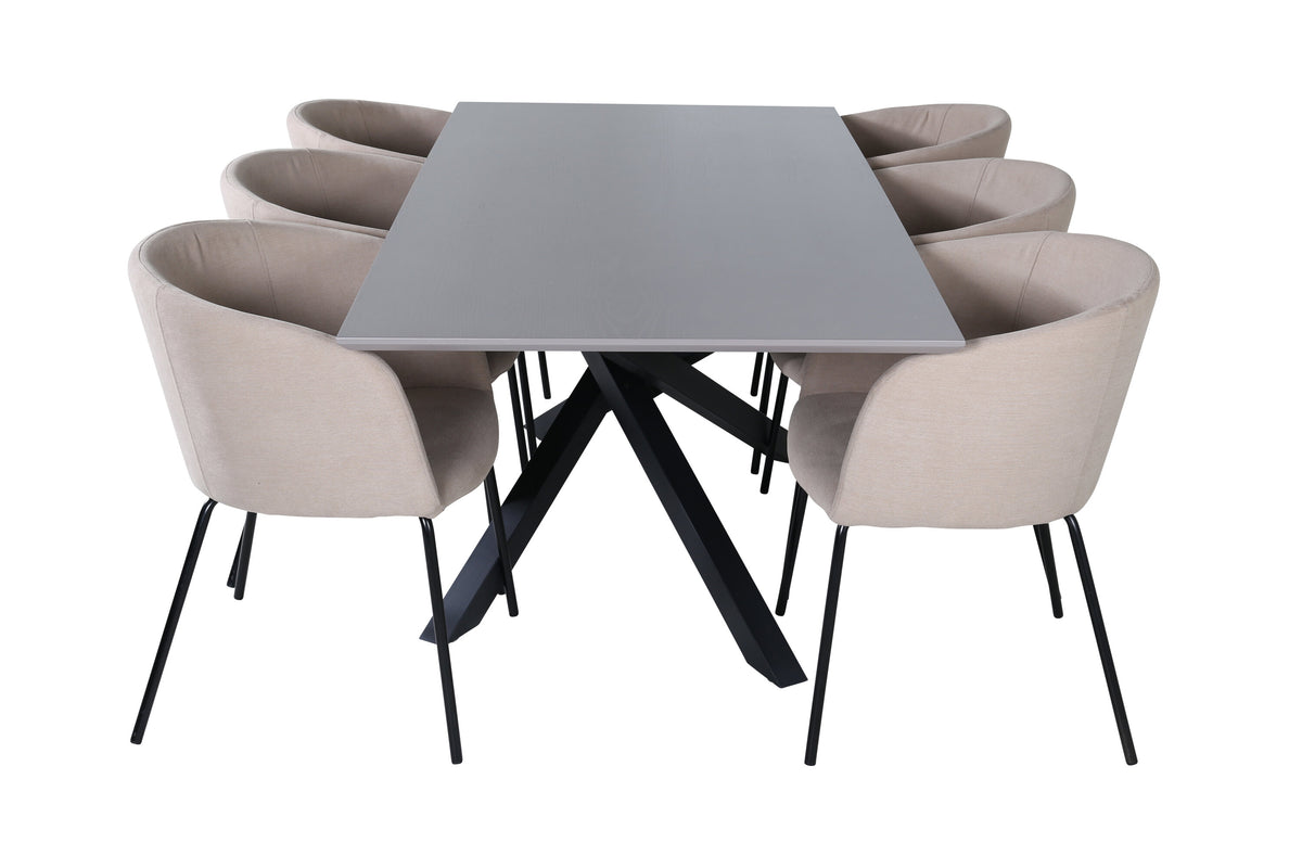 Piazza Matbord med Berit Stolarna – Bord: 76x180x90 Stol: 55x78x55