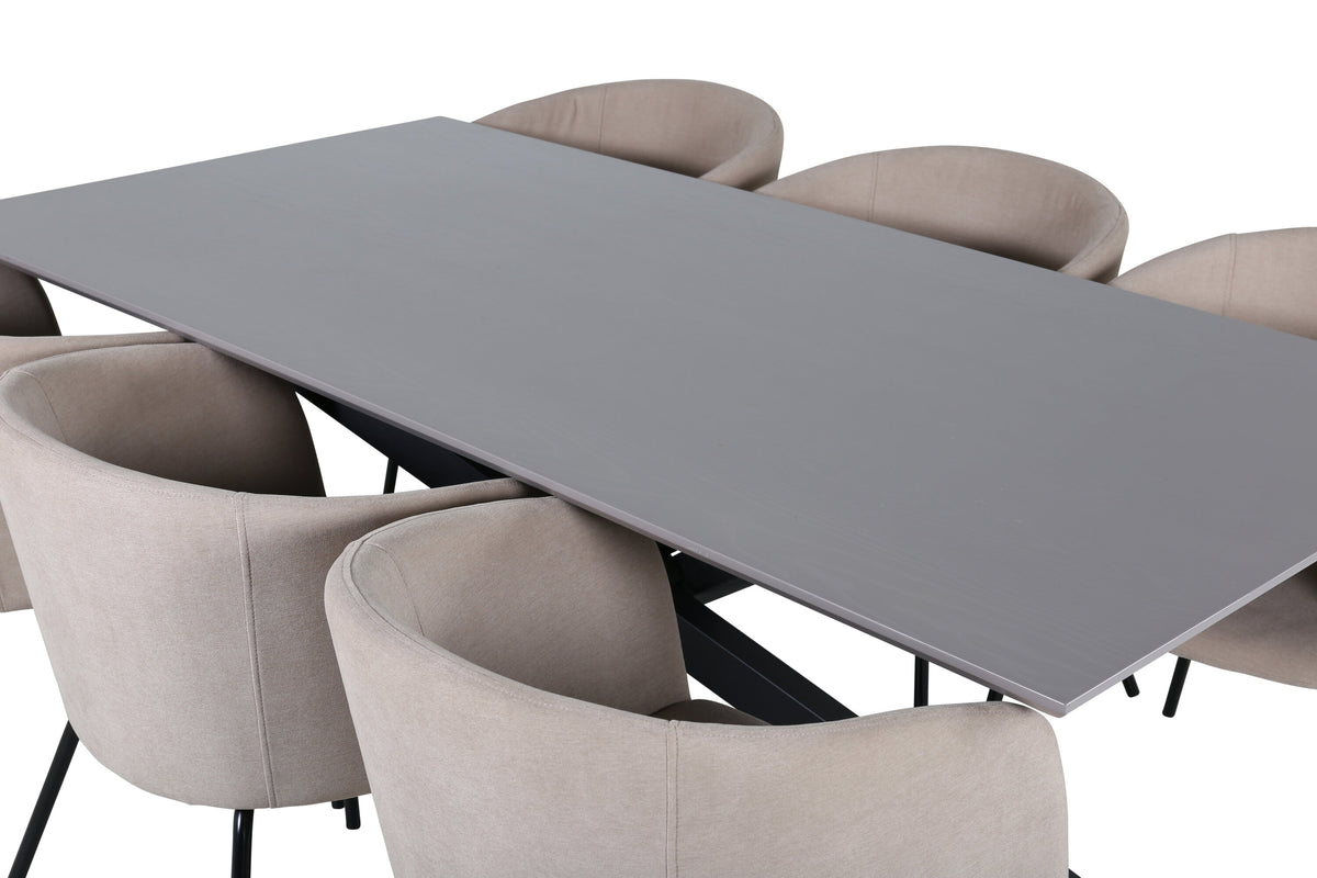 Piazza Matbord med Berit Stolarna – Bord: 76x180x90 Stol: 55x78x55