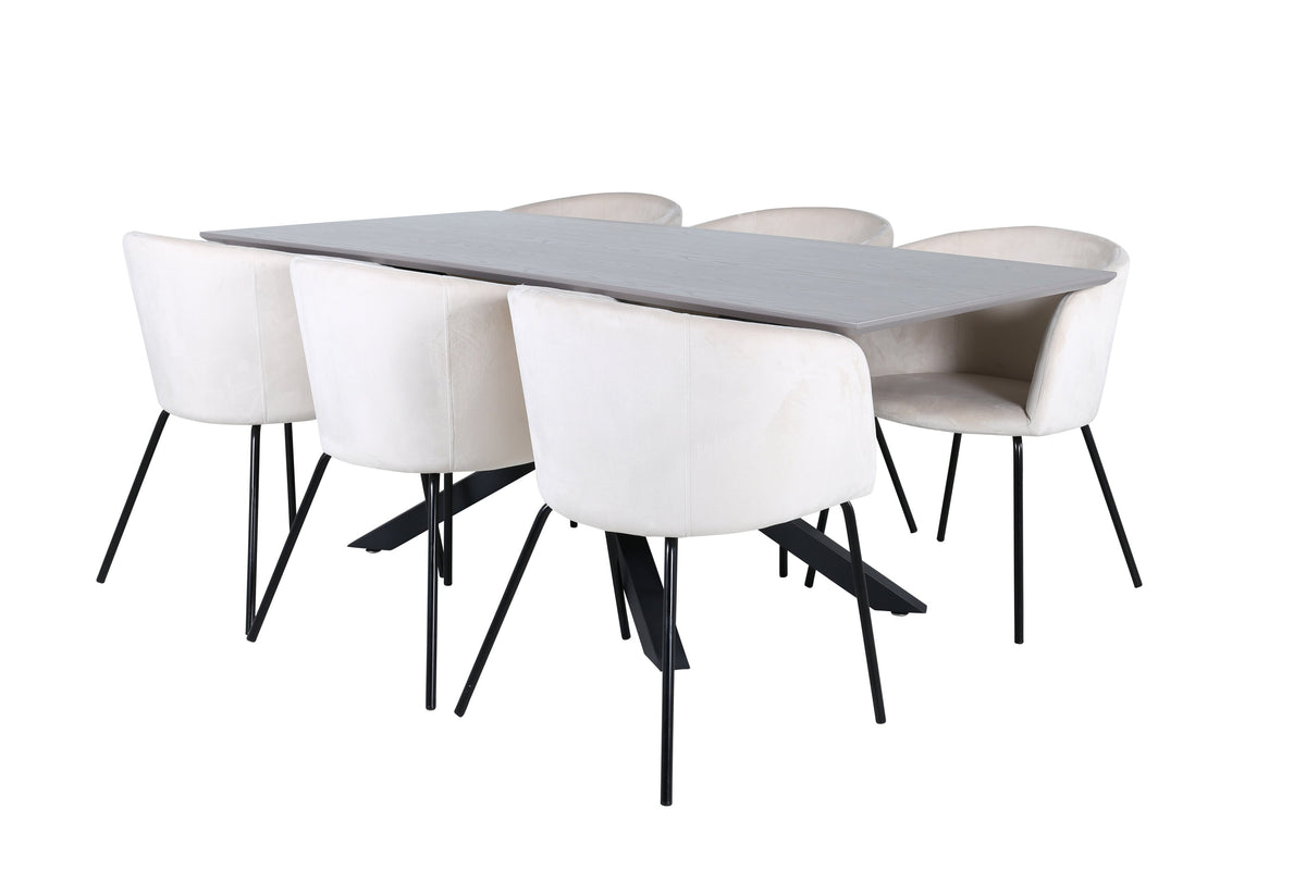 Piazza Matbord med Berit Stolarna – Bord: 76x180x90 Stol: 55x78x55