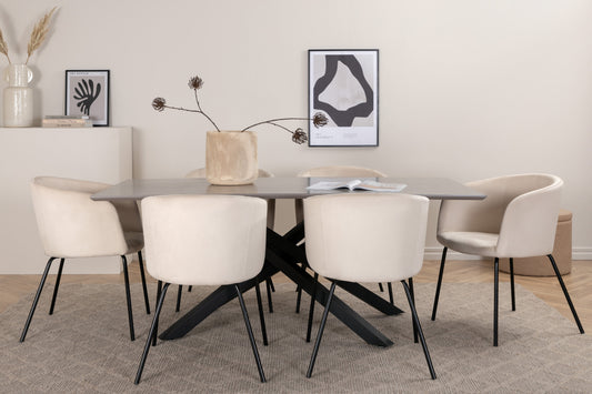Piazza Matbord med Berit Stolarna – Bord: 76x180x90 Stol: 55x78x55