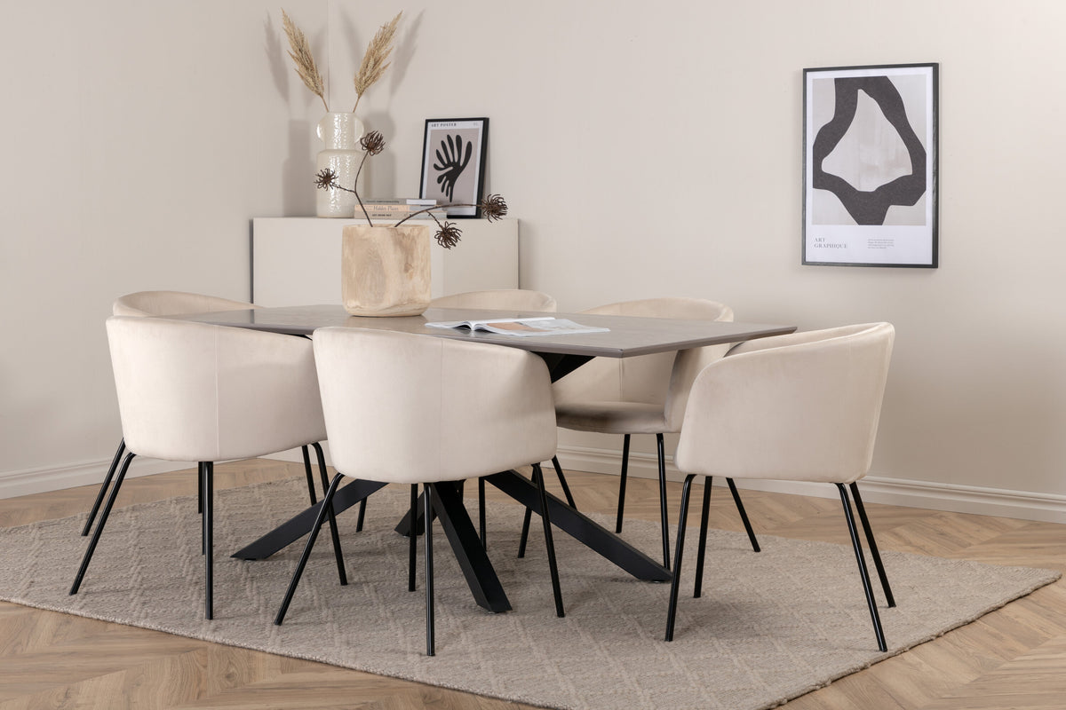 Piazza Matbord med Berit Stolarna – Bord: 76x180x90 Stol: 55x78x55