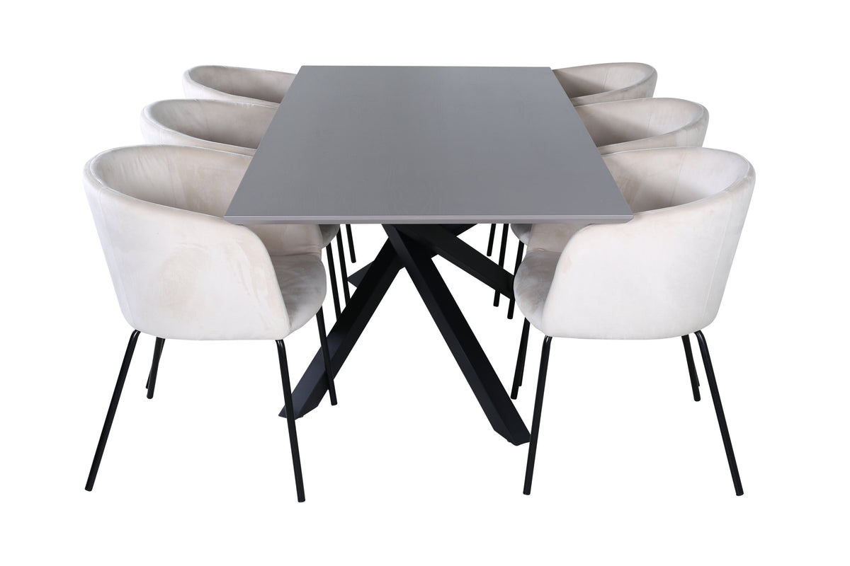 Piazza Matbord med Berit Stolarna – Bord: 76x180x90 Stol: 55x78x55