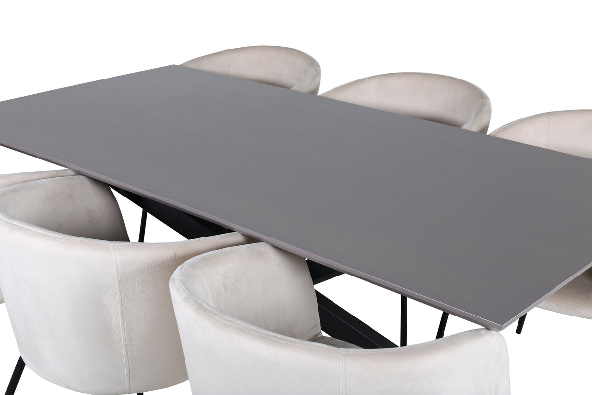 Piazza Matbord med Berit Stolarna – Bord: 76x180x90 Stol: 55x78x55