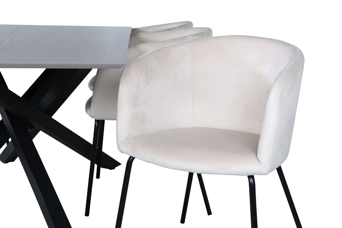 Piazza Matbord med Berit Stolarna – Bord: 76x180x90 Stol: 55x78x55