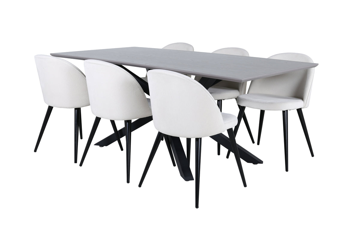 Piazza Matbord med Velvet Stolarna – Bord: 76x180x90 Stol: 57x76,5x50