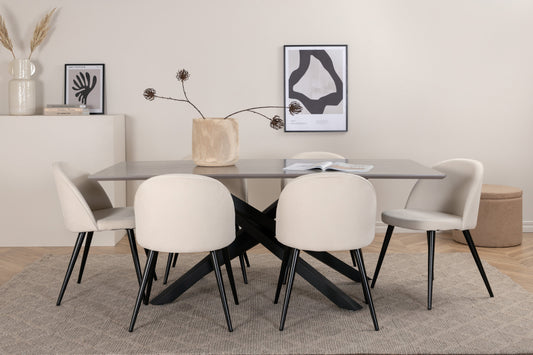 Piazza Matbord med Velvet Stolarna – Bord: 76x180x90 Stol: 57x76,5x50