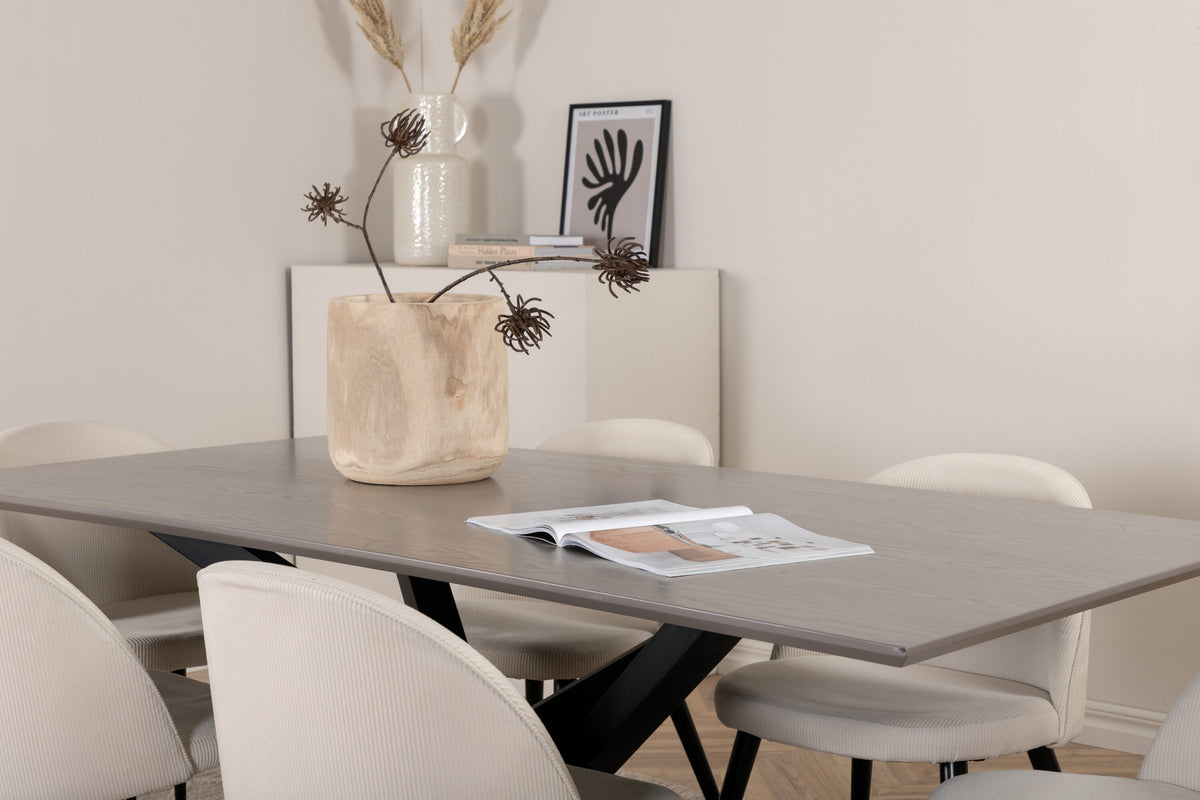 Piazza Matbord med Velvet Stolarna – Bord: 76x180x90 Stol: 57x76,5x50