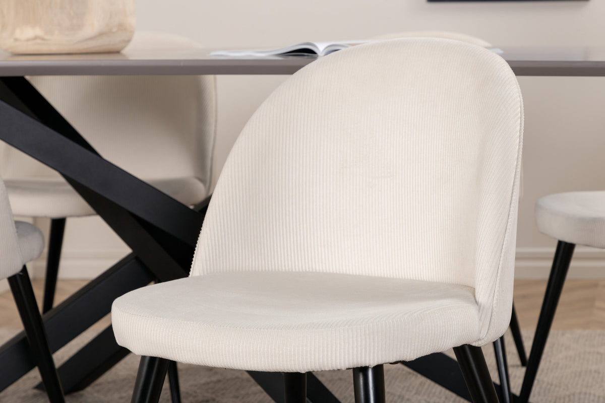 Piazza Matbord med Velvet Stolarna – Bord: 76x180x90 Stol: 57x76,5x50